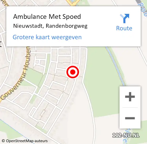 Locatie op kaart van de 112 melding: Ambulance Met Spoed Naar Nieuwstadt, Randenborgweg op 19 oktober 2014 10:41