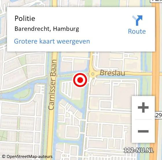 Locatie op kaart van de 112 melding: Politie Barendrecht, Hamburg op 7 september 2024 17:48