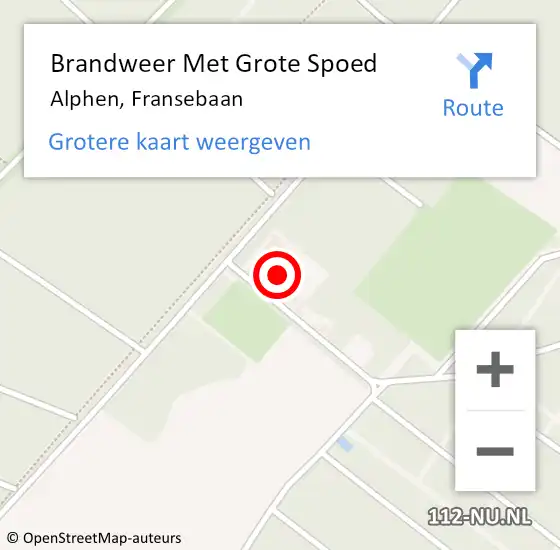 Locatie op kaart van de 112 melding: Brandweer Met Grote Spoed Naar Alphen, Fransebaan op 7 september 2024 18:00