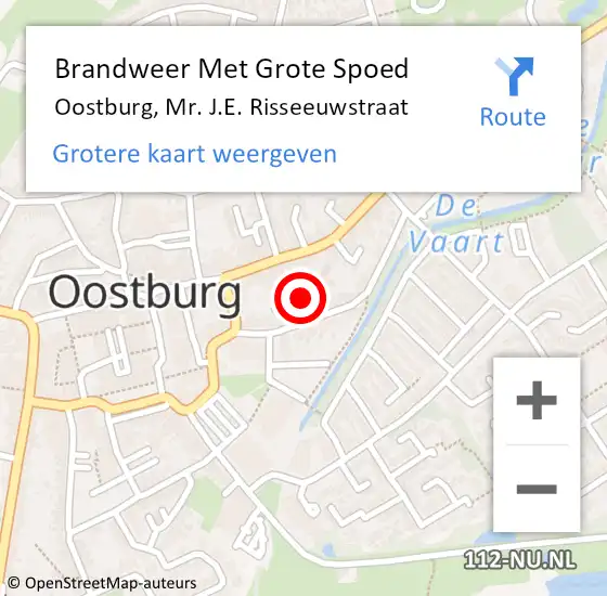 Locatie op kaart van de 112 melding: Brandweer Met Grote Spoed Naar Oostburg, Mr. J.E. Risseeuwstraat op 7 september 2024 18:06