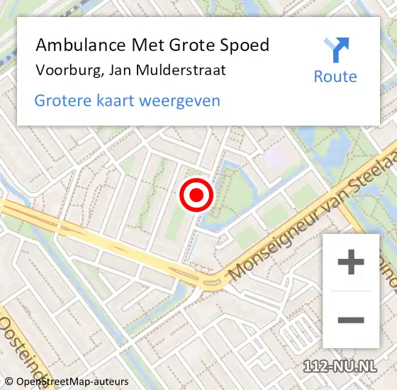 Locatie op kaart van de 112 melding: Ambulance Met Grote Spoed Naar Voorburg, Jan Mulderstraat op 7 september 2024 18:12