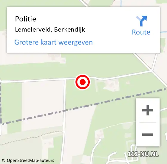 Locatie op kaart van de 112 melding: Politie Lemelerveld, Berkendijk op 7 september 2024 18:18