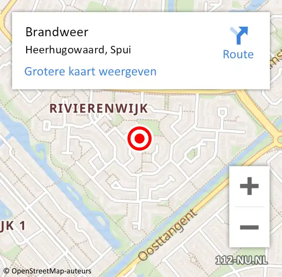 Locatie op kaart van de 112 melding: Brandweer Heerhugowaard, Spui op 7 september 2024 18:22