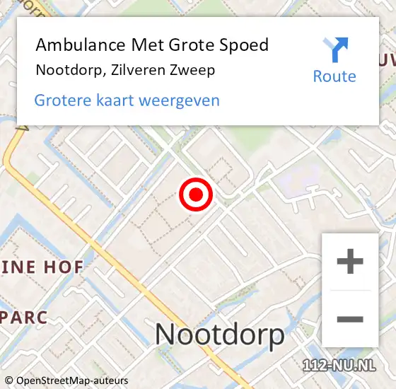 Locatie op kaart van de 112 melding: Ambulance Met Grote Spoed Naar Nootdorp, Zilveren Zweep op 7 september 2024 18:25