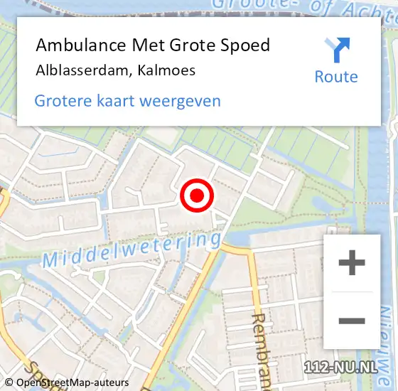 Locatie op kaart van de 112 melding: Ambulance Met Grote Spoed Naar Alblasserdam, Kalmoes op 7 september 2024 18:28