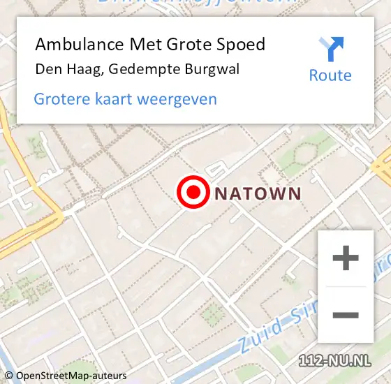 Locatie op kaart van de 112 melding: Ambulance Met Grote Spoed Naar Den Haag, Gedempte Burgwal op 7 september 2024 18:37