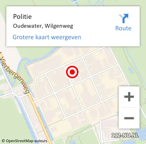 Locatie op kaart van de 112 melding: Politie Oudewater, Wilgenweg op 7 september 2024 19:08