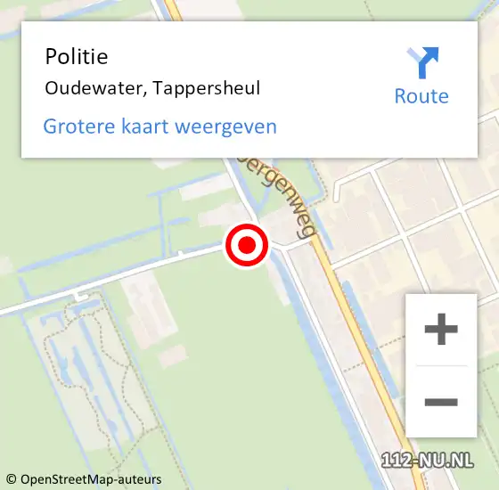 Locatie op kaart van de 112 melding: Politie Oudewater, Tappersheul op 7 september 2024 19:11