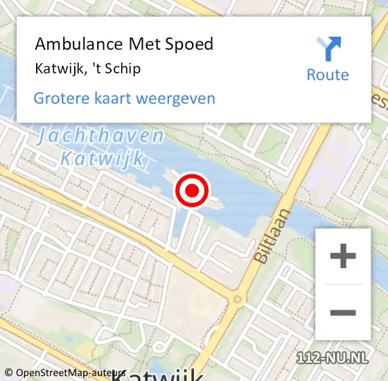 Locatie op kaart van de 112 melding: Ambulance Met Spoed Naar Katwijk, 't Schip op 7 september 2024 19:13