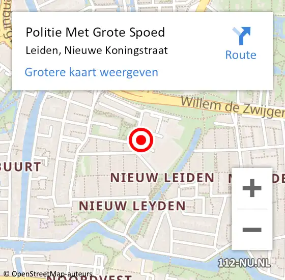 Locatie op kaart van de 112 melding: Politie Met Grote Spoed Naar Leiden, Nieuwe Koningstraat op 7 september 2024 19:19