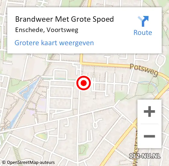 Locatie op kaart van de 112 melding: Brandweer Met Grote Spoed Naar Enschede, Voortsweg op 7 september 2024 19:20