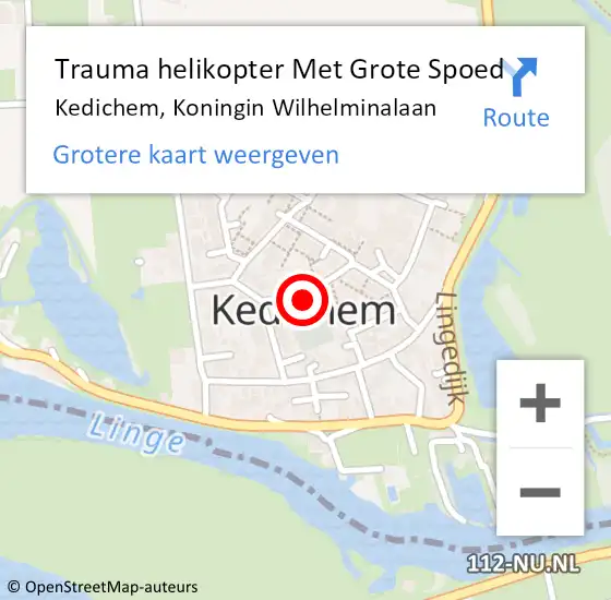 Locatie op kaart van de 112 melding: Trauma helikopter Met Grote Spoed Naar Kedichem, Koningin Wilhelminalaan op 7 september 2024 19:21