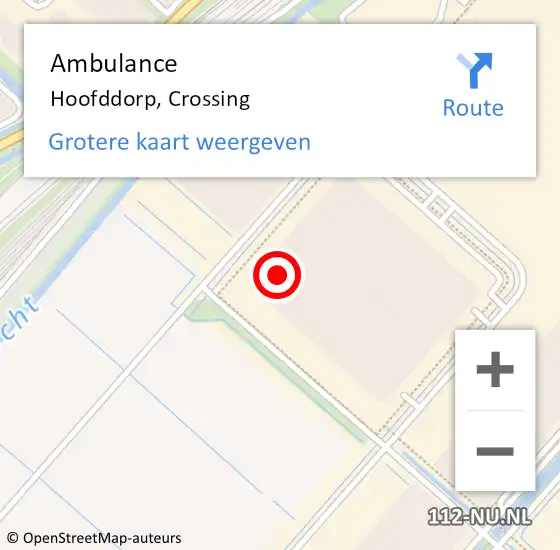 Locatie op kaart van de 112 melding: Ambulance Hoofddorp, Crossing op 7 september 2024 19:23