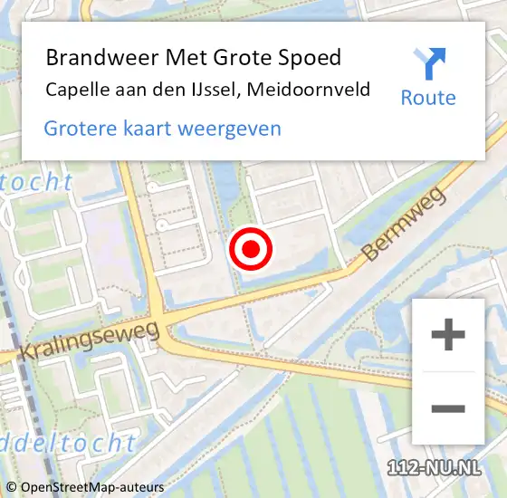 Locatie op kaart van de 112 melding: Brandweer Met Grote Spoed Naar Capelle aan den IJssel, Meidoornveld op 7 september 2024 19:28