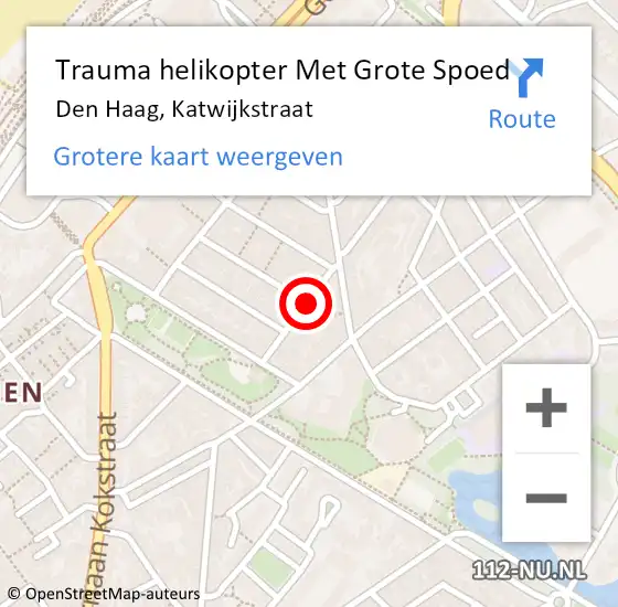 Locatie op kaart van de 112 melding: Trauma helikopter Met Grote Spoed Naar Den Haag, Katwijkstraat op 7 september 2024 19:29