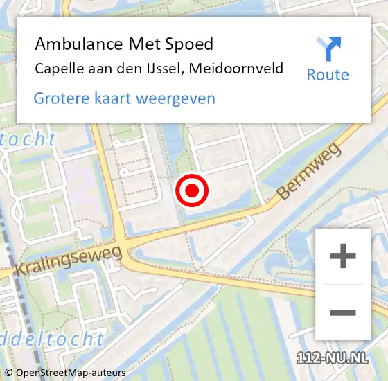 Locatie op kaart van de 112 melding: Ambulance Met Spoed Naar Capelle aan den IJssel, Meidoornveld op 7 september 2024 19:32