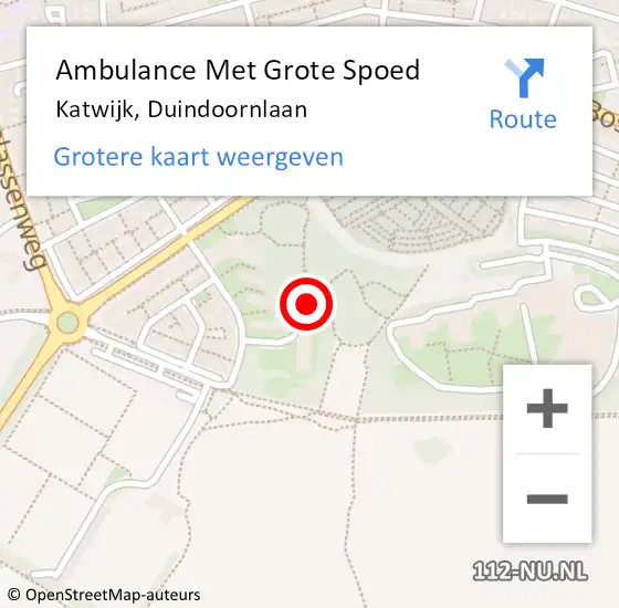 Locatie op kaart van de 112 melding: Ambulance Met Grote Spoed Naar Katwijk, Duindoornlaan op 7 september 2024 19:32