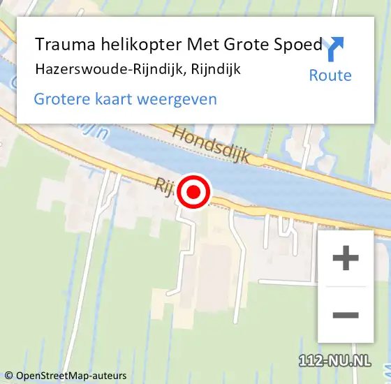 Locatie op kaart van de 112 melding: Trauma helikopter Met Grote Spoed Naar Hazerswoude-Rijndijk, Rijndijk op 7 september 2024 20:28