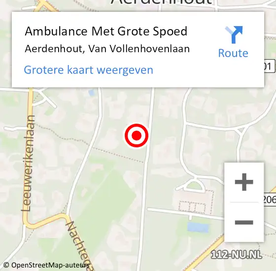 Locatie op kaart van de 112 melding: Ambulance Met Grote Spoed Naar Aerdenhout, Van Vollenhovenlaan op 7 september 2024 20:30