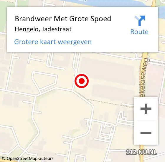 Locatie op kaart van de 112 melding: Brandweer Met Grote Spoed Naar Hengelo, Jadestraat op 7 september 2024 20:34