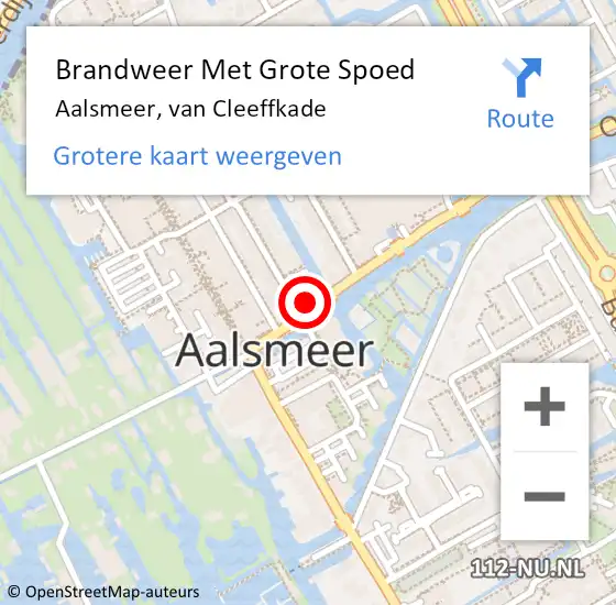 Locatie op kaart van de 112 melding: Brandweer Met Grote Spoed Naar Aalsmeer, van Cleeffkade op 7 september 2024 20:36