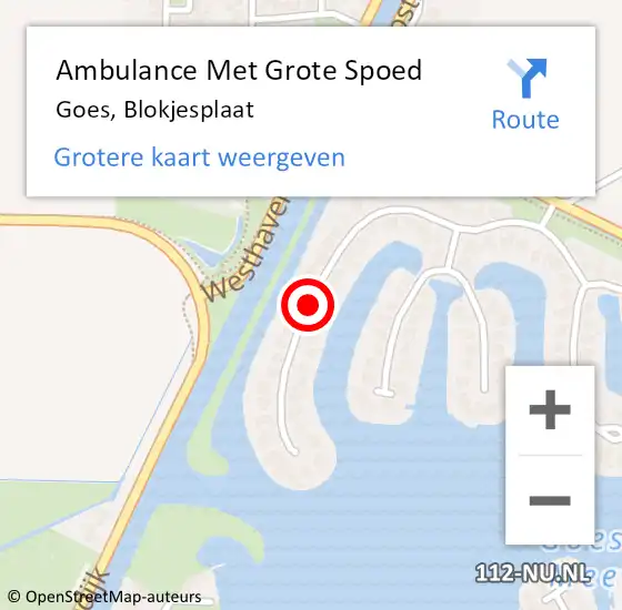 Locatie op kaart van de 112 melding: Ambulance Met Grote Spoed Naar Goes, Blokjesplaat op 19 oktober 2014 11:05