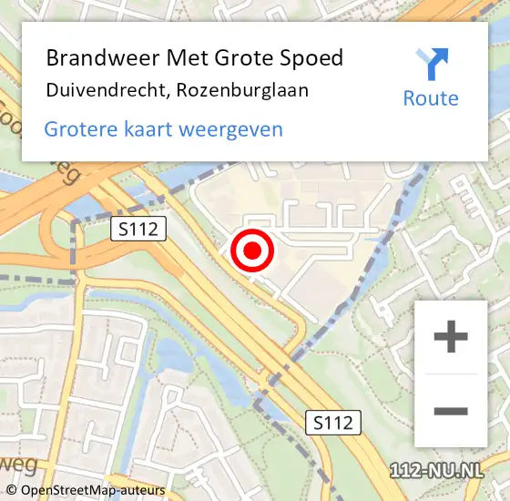 Locatie op kaart van de 112 melding: Brandweer Met Grote Spoed Naar Duivendrecht, Rozenburglaan op 7 september 2024 21:02