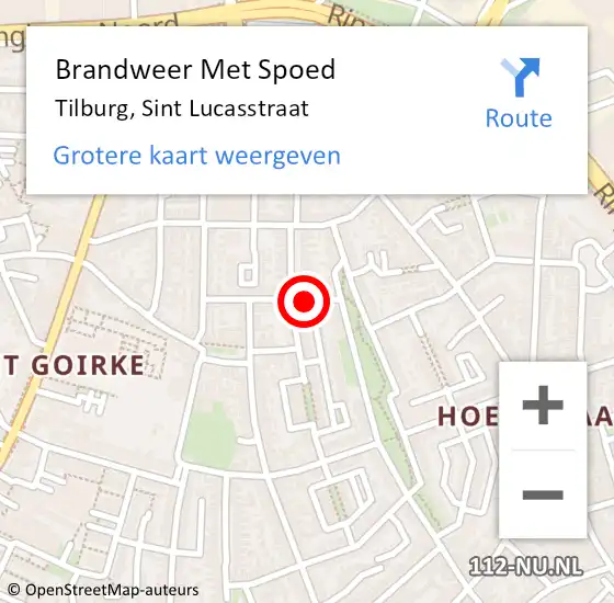 Locatie op kaart van de 112 melding: Brandweer Met Spoed Naar Tilburg, Sint Lucasstraat op 7 september 2024 21:28