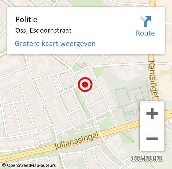 Locatie op kaart van de 112 melding: Politie Oss, Esdoornstraat op 7 september 2024 21:41