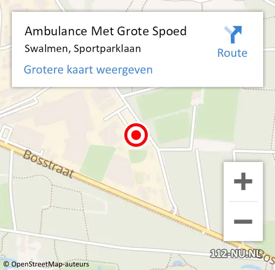 Locatie op kaart van de 112 melding: Ambulance Met Grote Spoed Naar Swalmen, Sportparklaan op 7 september 2024 21:53