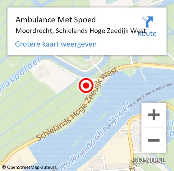 Locatie op kaart van de 112 melding: Ambulance Met Spoed Naar Moordrecht, Schielands Hoge Zeedijk West op 7 september 2024 22:06