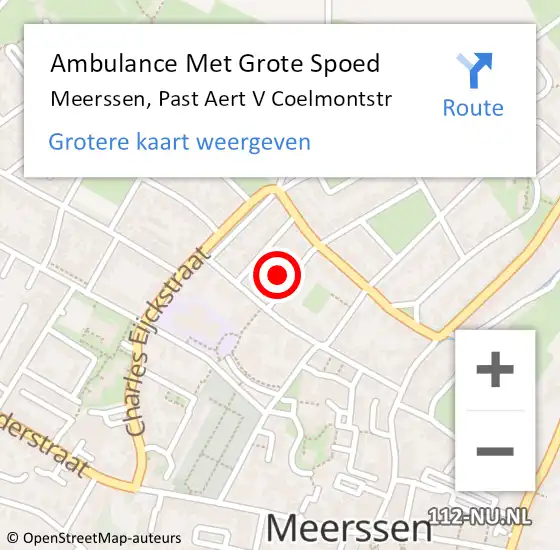 Locatie op kaart van de 112 melding: Ambulance Met Grote Spoed Naar Meerssen, Past Aert V Coelmontstr op 19 oktober 2014 11:15