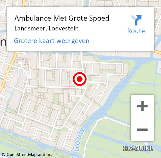 Locatie op kaart van de 112 melding: Ambulance Met Grote Spoed Naar Landsmeer, Loevestein op 7 september 2024 22:09