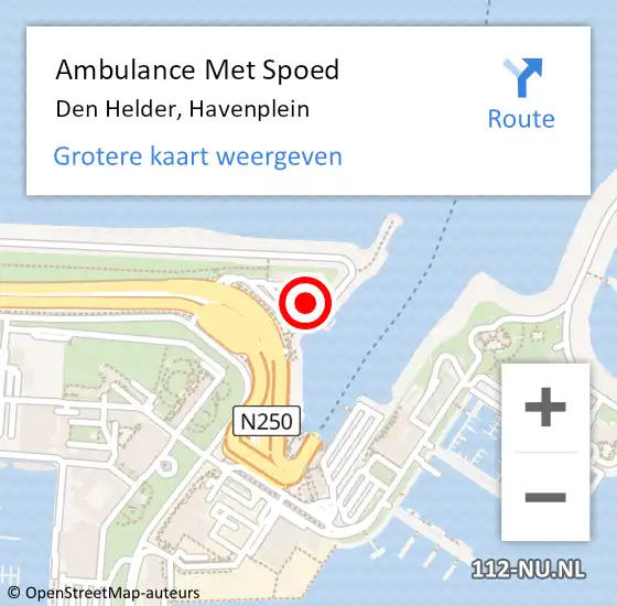 Locatie op kaart van de 112 melding: Ambulance Met Spoed Naar Den Helder, Havenplein op 7 september 2024 22:10