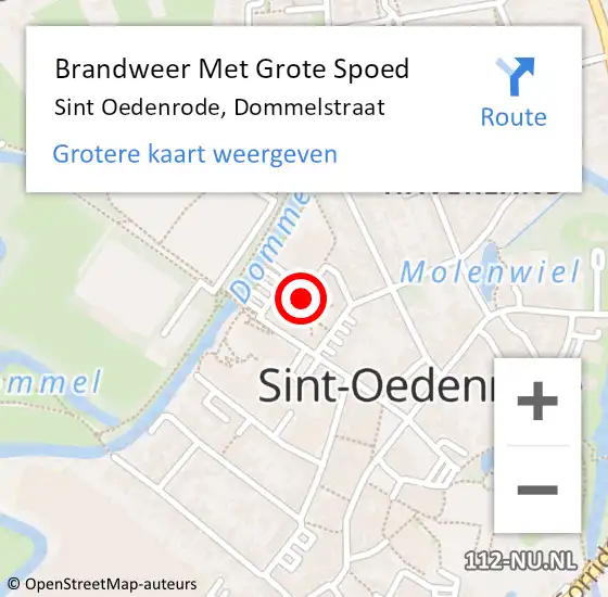 Locatie op kaart van de 112 melding: Brandweer Met Grote Spoed Naar Sint Oedenrode, Dommelstraat op 7 september 2024 22:11