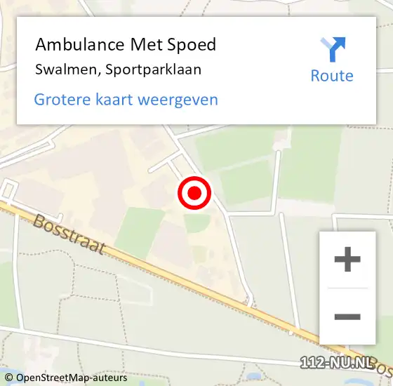 Locatie op kaart van de 112 melding: Ambulance Met Spoed Naar Swalmen, Sportparklaan op 7 september 2024 22:14