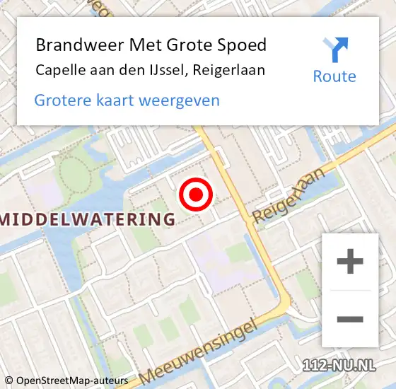 Locatie op kaart van de 112 melding: Brandweer Met Grote Spoed Naar Capelle aan den IJssel, Reigerlaan op 7 september 2024 22:17