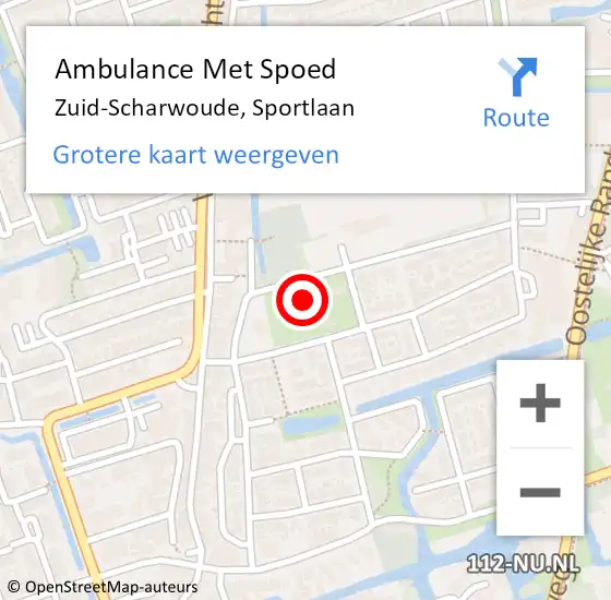 Locatie op kaart van de 112 melding: Ambulance Met Spoed Naar Zuid-Scharwoude, Sportlaan op 7 september 2024 22:45