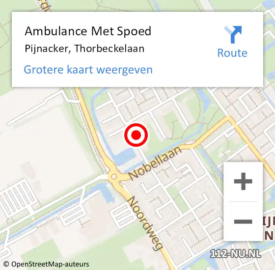 Locatie op kaart van de 112 melding: Ambulance Met Spoed Naar Pijnacker, Thorbeckelaan op 7 september 2024 22:48