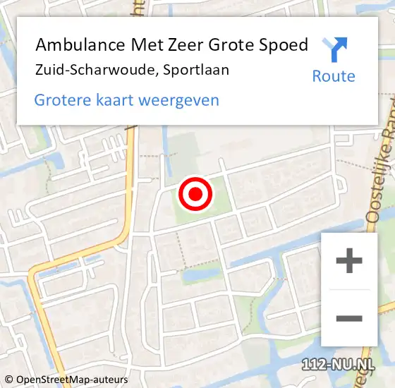 Locatie op kaart van de 112 melding: Ambulance Met Zeer Grote Spoed Naar Zuid-Scharwoude, Sportlaan op 7 september 2024 22:49