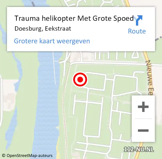 Locatie op kaart van de 112 melding: Trauma helikopter Met Grote Spoed Naar Doesburg, Eekstraat op 7 september 2024 22:53