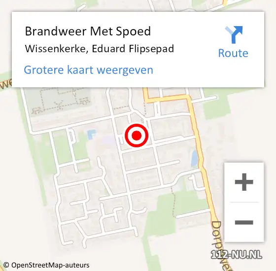 Locatie op kaart van de 112 melding: Brandweer Met Spoed Naar Wissenkerke, Eduard Flipsepad op 7 september 2024 22:55