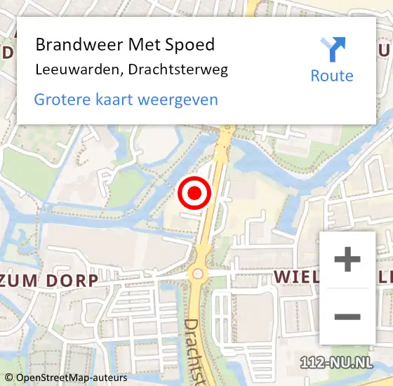 Locatie op kaart van de 112 melding: Brandweer Met Spoed Naar Leeuwarden, Drachtsterweg op 7 september 2024 23:11