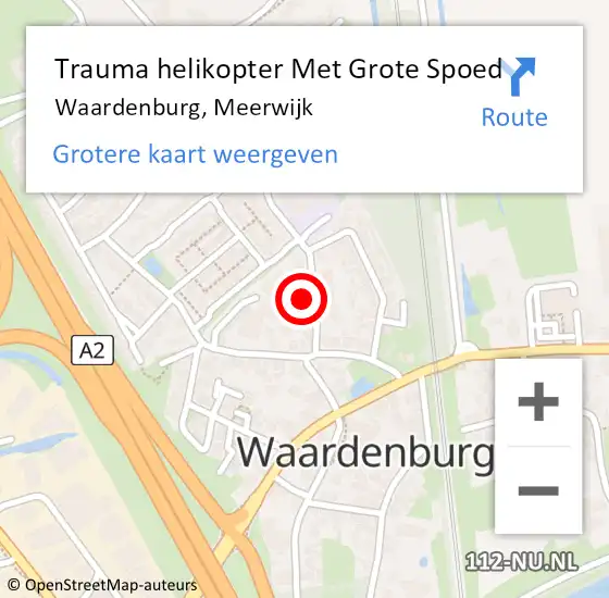 Locatie op kaart van de 112 melding: Trauma helikopter Met Grote Spoed Naar Waardenburg, Meerwijk op 7 september 2024 23:12