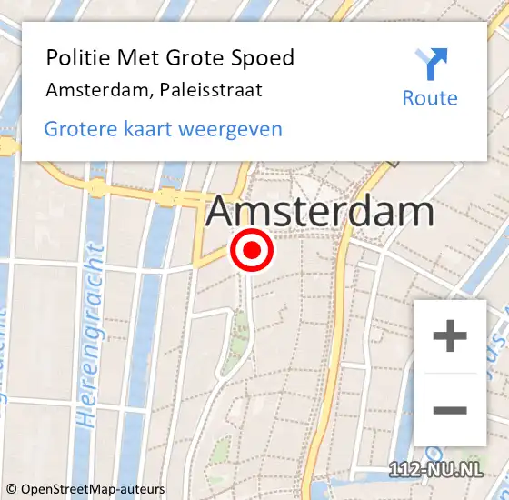 Locatie op kaart van de 112 melding: Politie Met Grote Spoed Naar Amsterdam, Paleisstraat op 7 september 2024 23:15