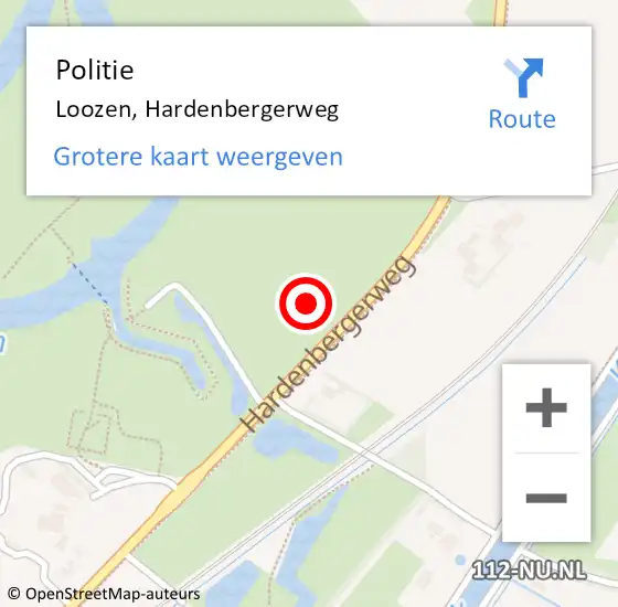 Locatie op kaart van de 112 melding: Politie Loozen, Hardenbergerweg op 7 september 2024 23:23