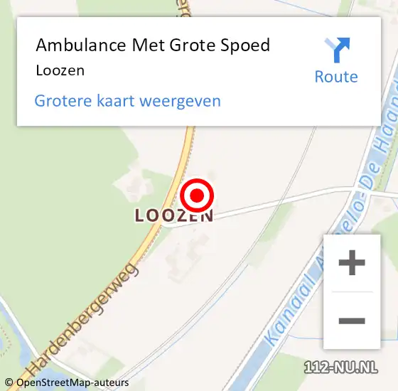 Locatie op kaart van de 112 melding: Ambulance Met Grote Spoed Naar Loozen op 7 september 2024 23:23