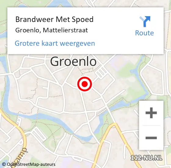 Locatie op kaart van de 112 melding: Brandweer Met Spoed Naar Groenlo, Mattelierstraat op 7 september 2024 23:31