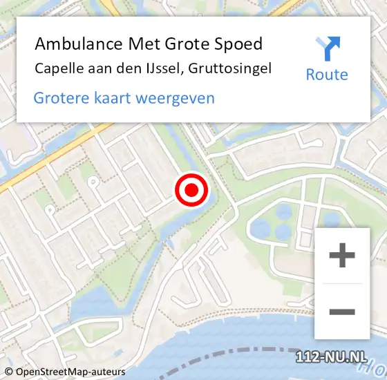 Locatie op kaart van de 112 melding: Ambulance Met Grote Spoed Naar Capelle aan den IJssel, Gruttosingel op 7 september 2024 23:32