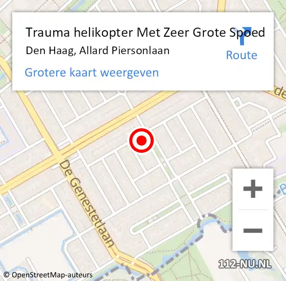 Locatie op kaart van de 112 melding: Trauma helikopter Met Zeer Grote Spoed Naar Den Haag, Allard Piersonlaan op 7 september 2024 23:33